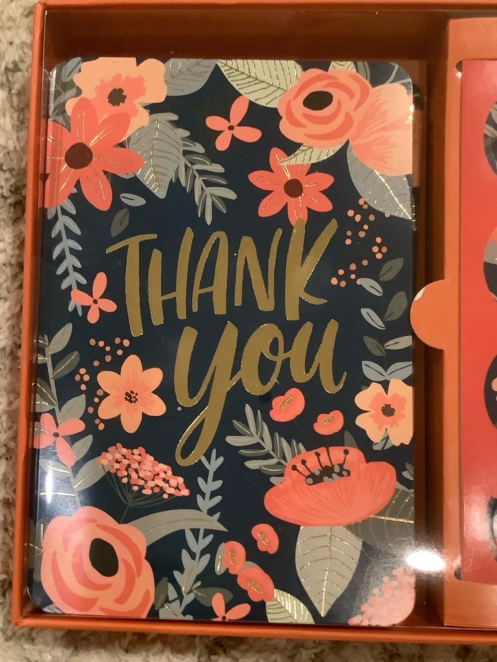 Thank You Boxed Floral Note Cards & Sticker Set of 12 NWT OCS Designs